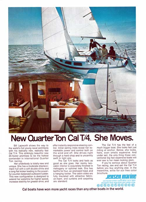 Period Jensen Marine advertisement for the Cal T/4 sailboat